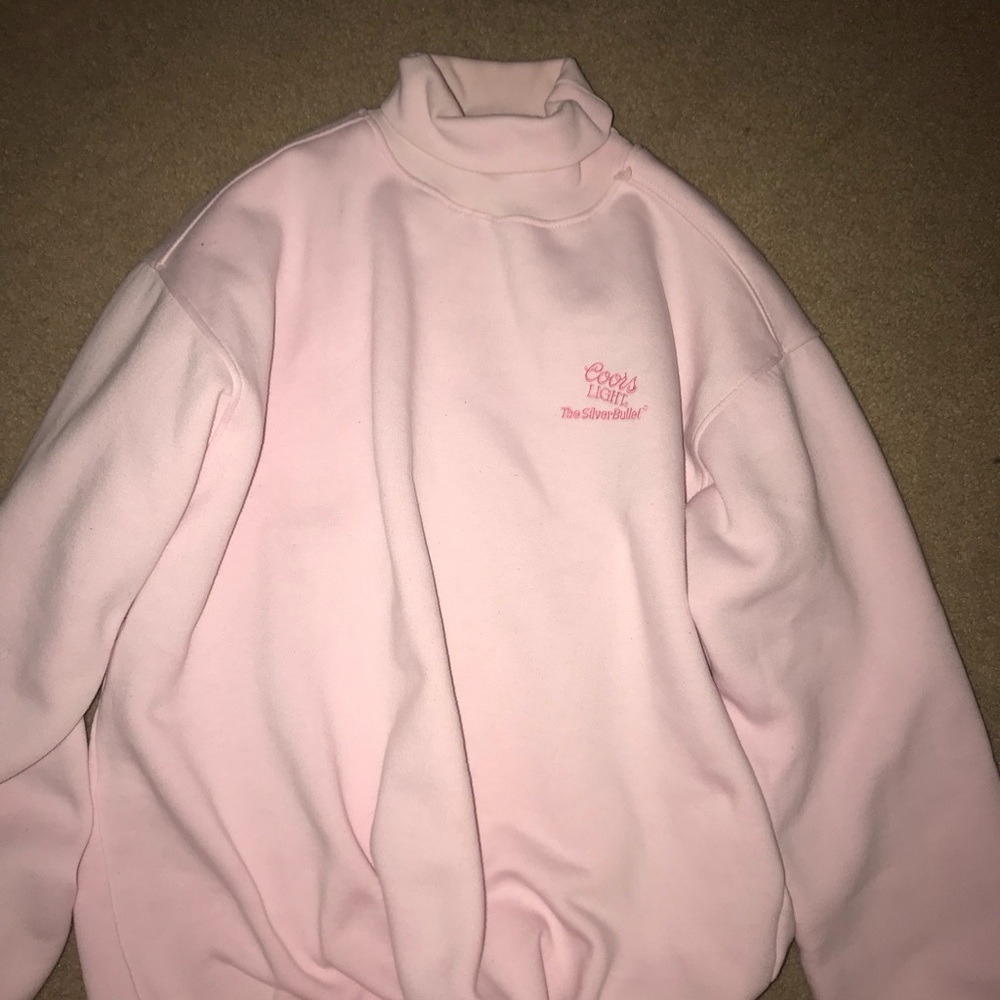 VINTAGE! Pink Coors Light Turtleneck Sweatshirt!